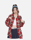 DAXUEN red oversized check flannel shirt