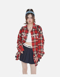 DAXUEN red oversized check flannel shirt