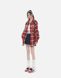 DAXUEN red oversized check flannel shirt