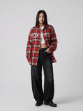 DAXUEN red and black plaid flannel shirt — model photo