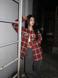 DAXUEN red and black plaid flannel shirt — model photo