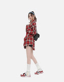 DAXUEN red oversized check flannel shirt