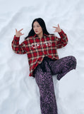 DAXUEN red and black plaid flannel shirt — model photo