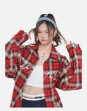 DAXUEN red oversized check flannel shirt