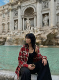 DAXUEN red and black plaid flannel shirt — model photo
