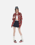 DAXUEN red oversized check flannel shirt
