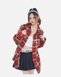 DAXUEN red oversized check flannel shirt