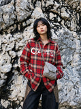 DAXUEN red and black plaid flannel shirt — model photo