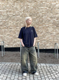 DAXUEN white oversized bold red graphic back t-shirt — model photo