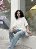 DAXUEN white oversized bold red graphic back t-shirt — model photo