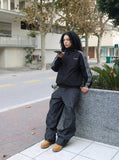 DAXUEN Relaxed-fit jacket with Chinese frog buttons and embroidery — model photo