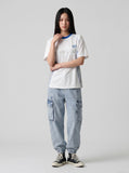 DAXUEN white athletic top with running club graphic — model photo