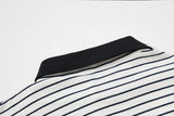 DAXUEN striped oversized polo shirt with bold script and denim appliqué