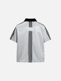 DAXUEN Short-sleeved polo shirt with vertical stripes and graphic text