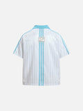 DAXUEN Short-sleeved polo shirt with vertical stripes and graphic text