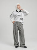 DAXUEN Short-sleeved polo shirt with vertical stripes and graphic text — model photo