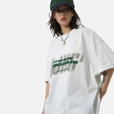 DAXUEN white oversized bold-stacked-text graphic tee