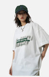 DAXUEN white oversized bold-stacked-text graphic tee