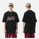 DAXUEN white oversized bold-stacked-text graphic tee