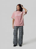 DAXUEN Oversized short-sleeved embroidered T-shirt — model photo