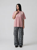DAXUEN Oversized short-sleeved embroidered T-shirt — model photo