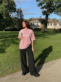 DAXUEN Oversized short-sleeved embroidered T-shirt — model photo