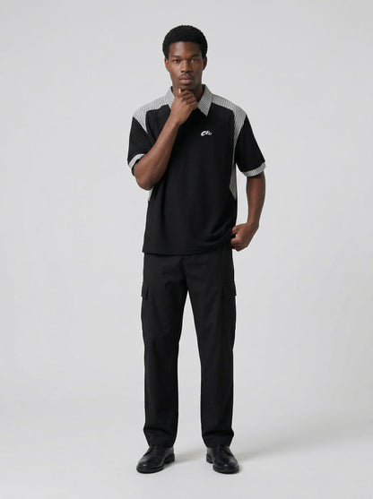 DAXUEN Short-sleeved polo shirt with striped panels — model photo