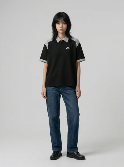 DAXUEN Short-sleeved polo shirt with striped panels — model photo
