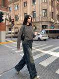DAXUEN Bold stripe long sleeve t-shirt — model photo