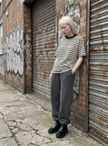 DAXUEN Bold stripe relaxed-fit T-shirt — model photo