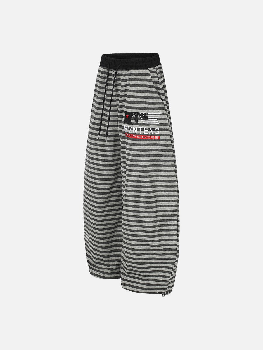 DAXUEN pink and grey striped wide-leg sweatpants