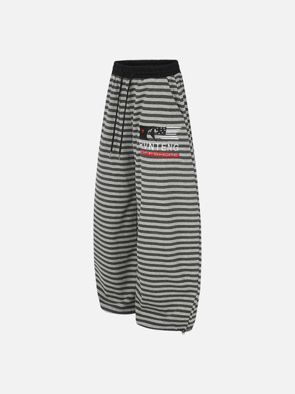 DAXUEN pink and grey striped wide-leg sweatpants