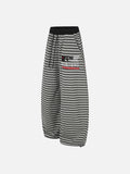 DAXUEN pink and grey striped wide-leg sweatpants