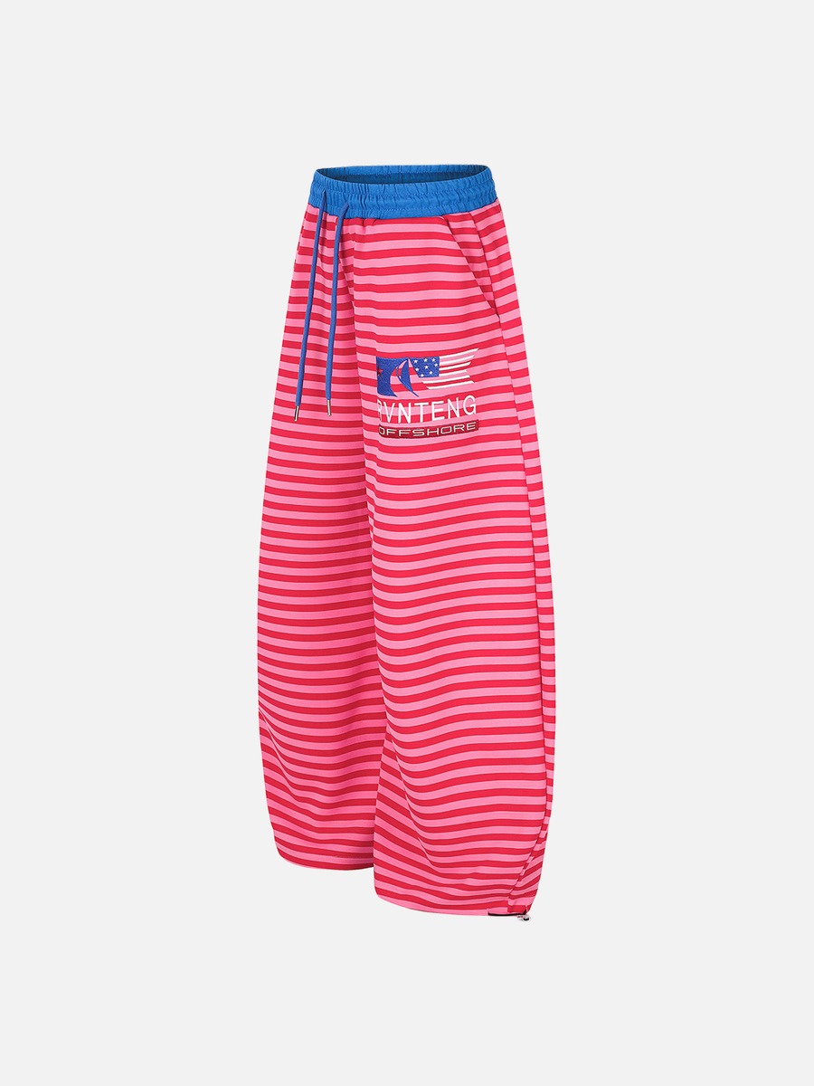 DAXUEN pink and grey striped wide-leg sweatpants