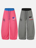 DAXUEN pink and grey striped wide-leg sweatpants