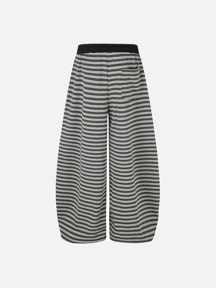 DAXUEN pink and grey striped wide-leg sweatpants