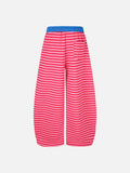 DAXUEN pink and grey striped wide-leg sweatpants