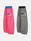 DAXUEN pink and grey striped wide-leg sweatpants