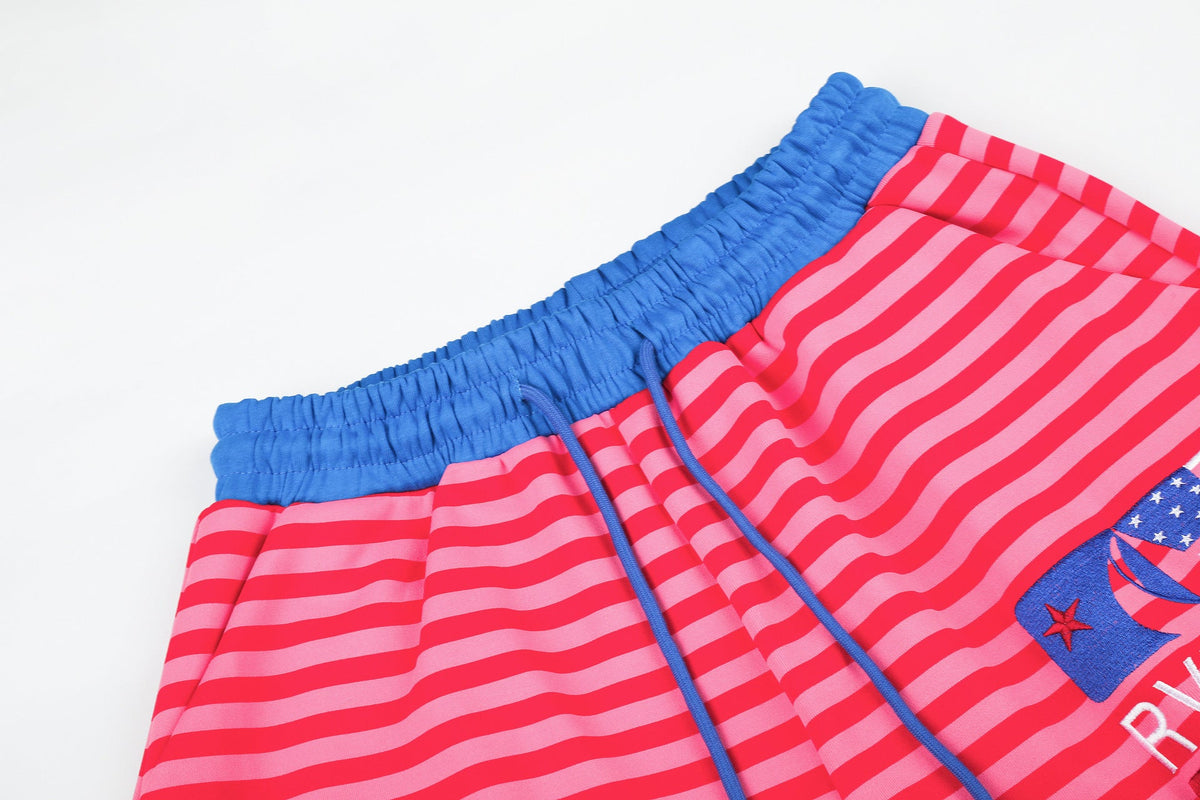 DAXUEN pink and grey striped wide-leg sweatpants