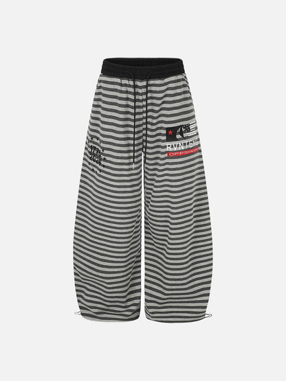 DAXUEN pink and grey striped wide-leg sweatpants