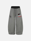 DAXUEN pink and grey striped wide-leg sweatpants