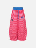 DAXUEN pink and grey striped wide-leg sweatpants
