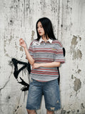 DAXUEN grey striped polo with number 23 graphic — model photo