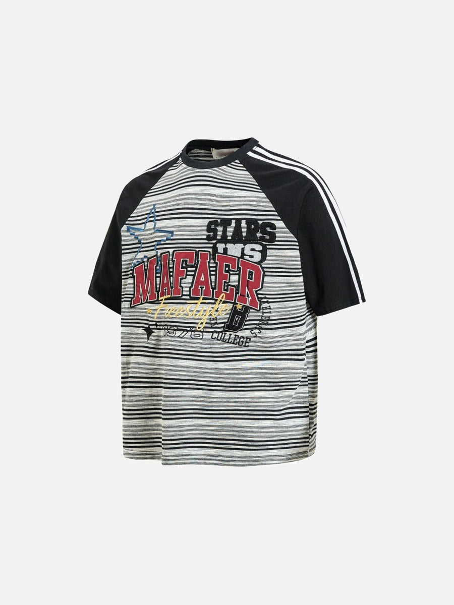 DAXUEN Bold striped graphic short-sleeve T-shirt