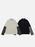 DAXUEN Oversized long sleeve polo shirt with striped sleeves