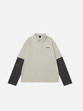 DAXUEN Oversized long sleeve polo shirt with striped sleeves