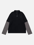 DAXUEN Oversized long sleeve polo shirt with striped sleeves