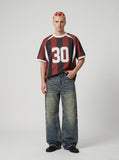 DAXUEN Oversized short-sleeved t-shirt with stripes and embroidery — model photo