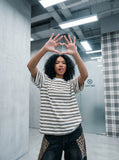 DAXUEN Set of two oversized striped t-shirts — model photo