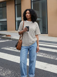 DAXUEN Set of two oversized striped t-shirts — model photo